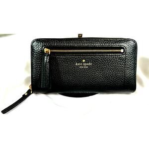 Kate Spade New York Chester Street Neda Pebble Leather Zip Around Wallet Black